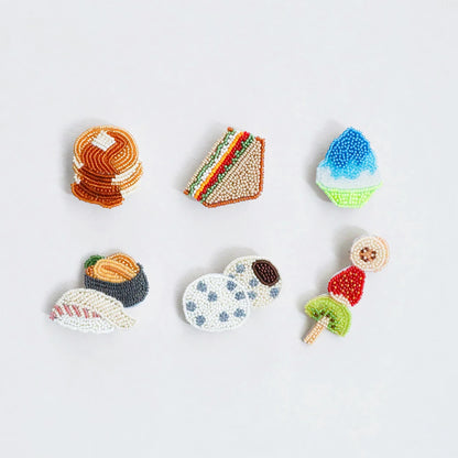 【 MIYUKI はらぺこブローチ パンケーキ 】 刺しゅうキット ブローチ ビーズ刺繍