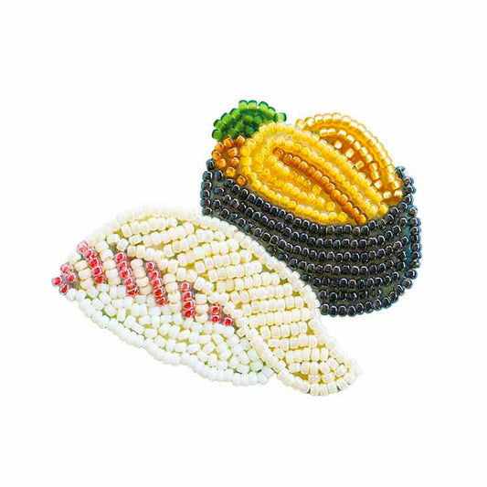 【 MIYUKI はらぺこブローチ 寿司 】 刺しゅうキット ブローチ ビーズ刺繍 刺しゅう ビーズキット ビーズ 刺繍 おでかけ アクセサリー おでかけブローチキット はらぺこブローチキット ビーズ刺繍キット ビーズ刺繍 miyuki お出かけブローチ Textile World TOA<br>