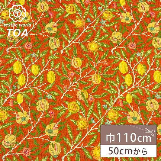 生地 【 V&A Fabric Collection フルーツ ヴィンテージオレンジ 】 シーチング 110cm巾 コットン 綿100％ 薄手
