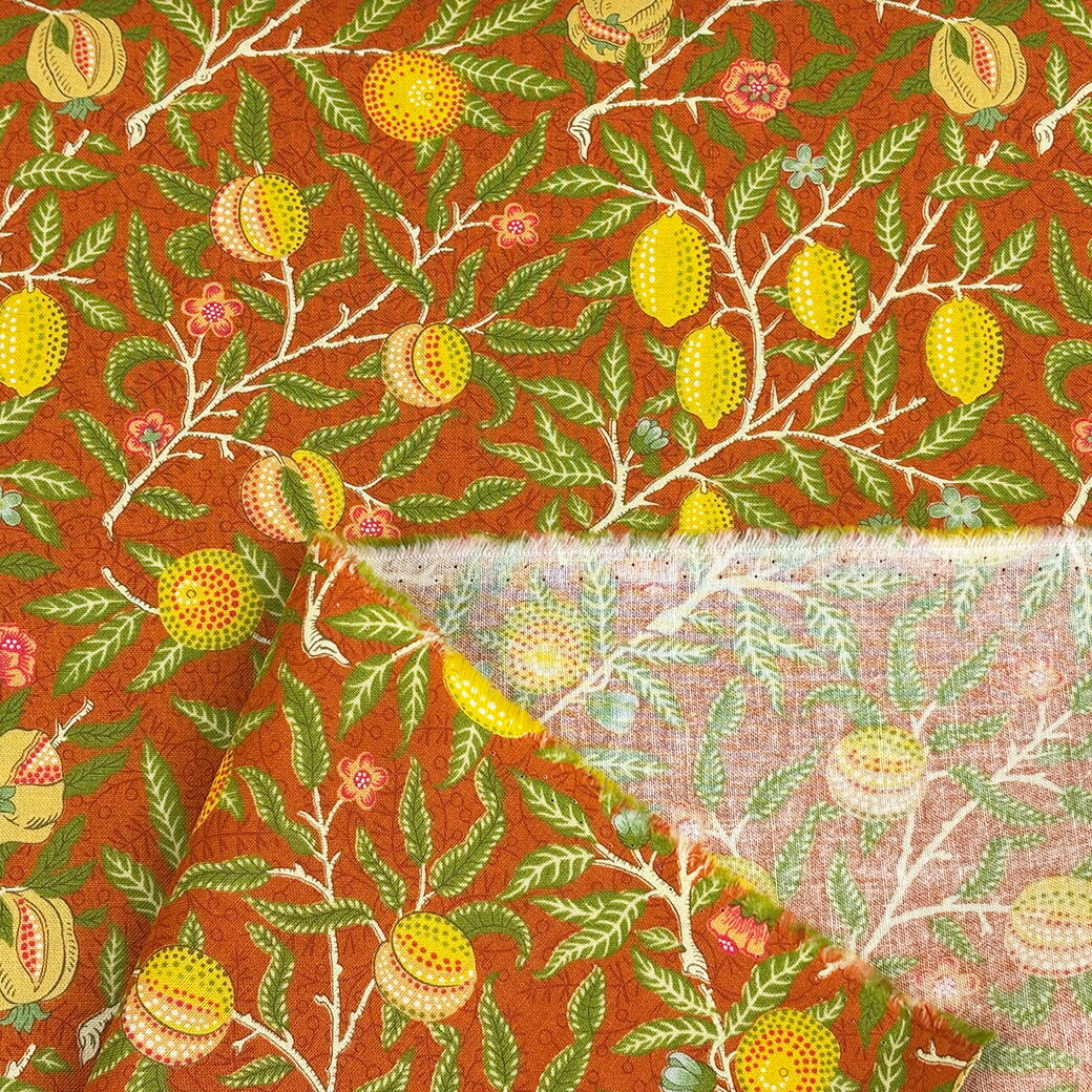 生地 【 V&A Fabric Collection フルーツ ヴィンテージオレンジ 】 シーチング 110cm巾 コットン 綿100％ 薄手