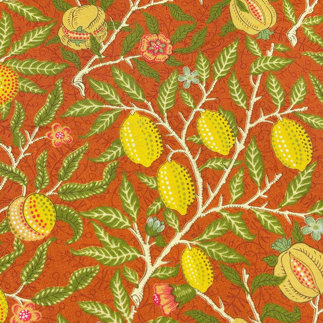 生地 【 V&A Fabric Collection フルーツ ヴィンテージオレンジ 】 シーチング 110cm巾 コットン 綿100％ 薄手