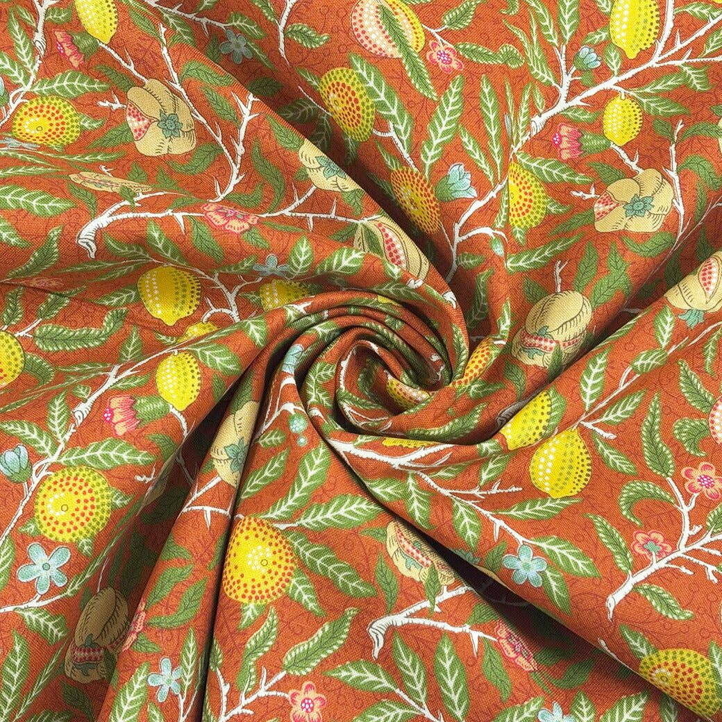 生地 【 V&A Fabric Collection フルーツ ヴィンテージオレンジ 】 シーチング 110cm巾 コットン 綿100％ 薄手