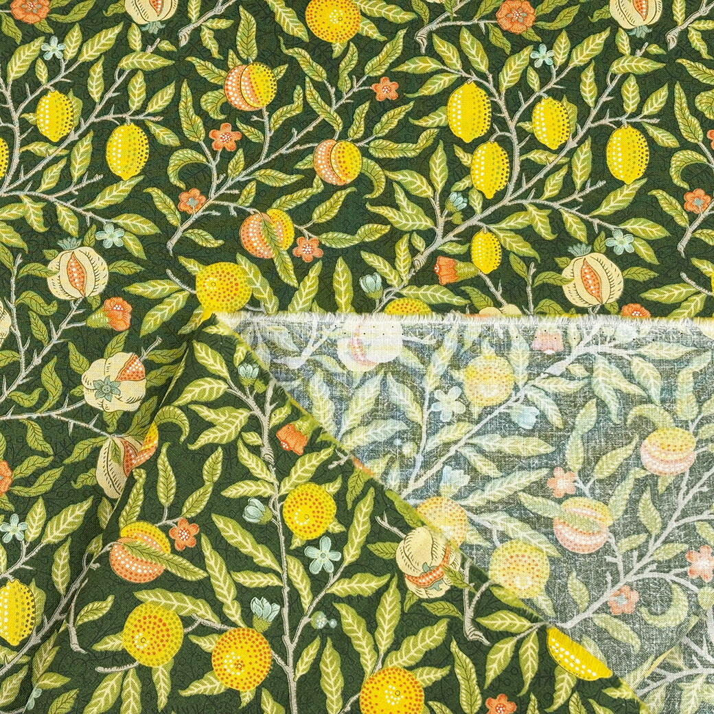 生地 【 V&A Fabric Collection フルーツ エバーグリーン 】 シーチング 110cm巾 コットン 綿100％ 薄手
