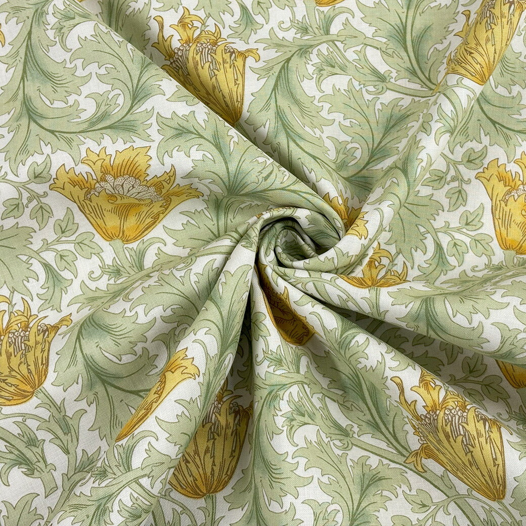 生地 【 V&A Fabric Collection アネモネ クリームオレンジ 】 シーチング 110cm巾 コットン 綿100％ 薄手