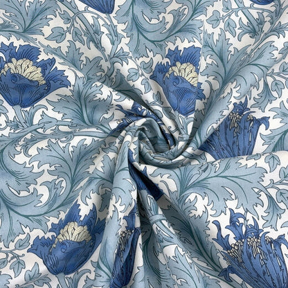 生地 【 V&A Fabric Collection アネモネ クリームネイビー 】 シーチング 110cm巾 コットン 綿100％ 薄手