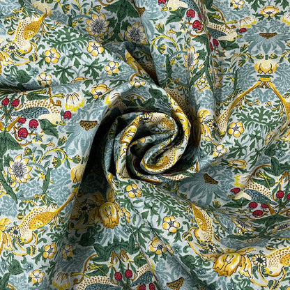 生地 【 V&A Fabric Collection いちご泥棒 ライトグレー 】 シーチング 110cm巾 コットン 綿100％ 薄手