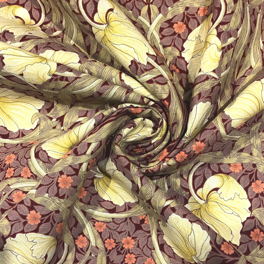 生地 【 V&A Fabric Collection ピンパネル レッド 】 シーチング 110cm巾 コットン 綿100％ 薄手