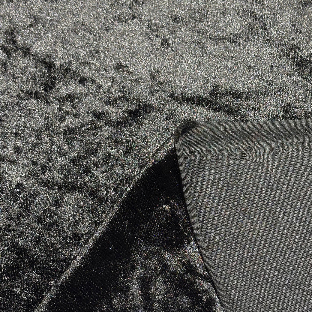 生地 【 クラッシュベロア ブラック 】 ベロア生地 ベルベット 150cm巾 幅広 無地 ポリエステル