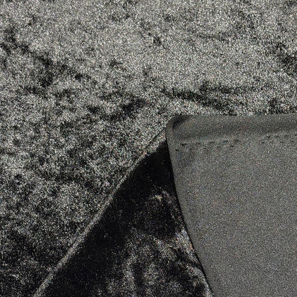 生地 【 クラッシュベロア ブラック 】 ベロア生地 ベルベット 150cm巾 幅広 無地 ポリエステル