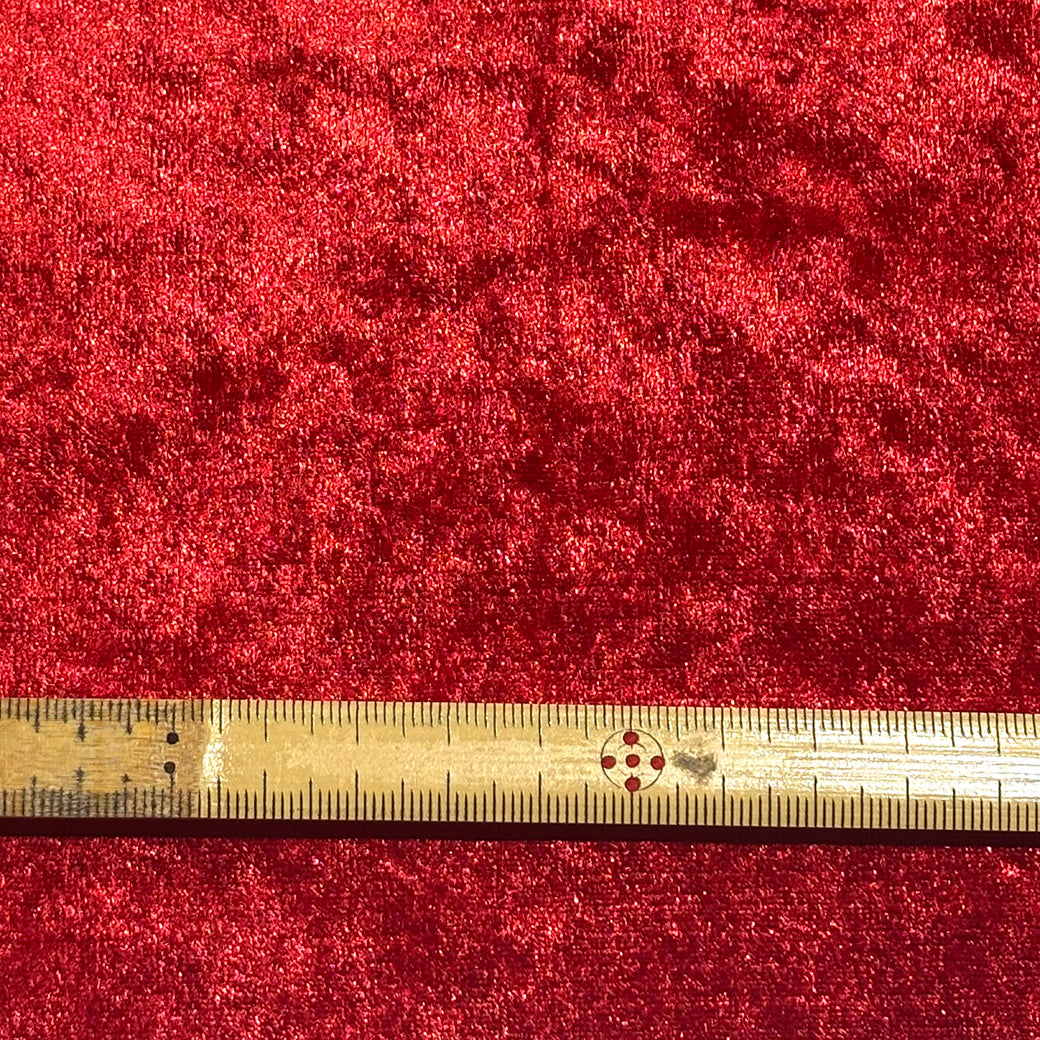 生地 【 クラッシュベロア 赤 】 ベロア生地 ベルベット 150cm巾 幅広 無地 ポリエステル