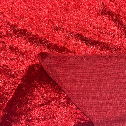 生地 【 クラッシュベロア 赤 】 ベロア生地 ベルベット 150cm巾 幅広 無地 ポリエステル