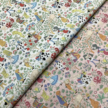 生地 【 V&A Fabric Collection アリスアドベンチャー 】 不思議の国のアリス 綿麻キャンバス 巾110cm 綿80％・麻20％