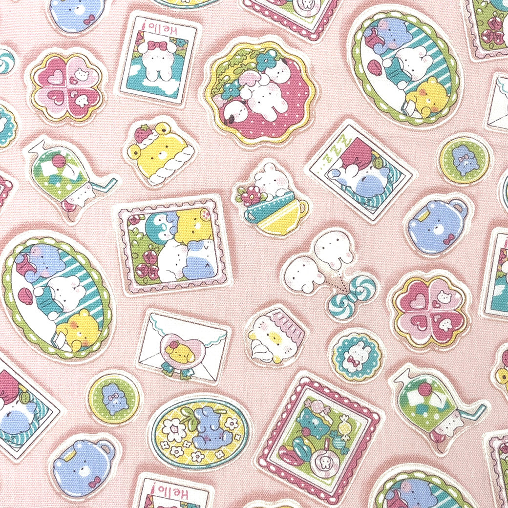 生地 【 ゆめかわ うさみみ 薄ピンク 】 CBプリント プリント生地 110cm巾 コットン 綿100％ Nuance kids アニマルメモリーズ