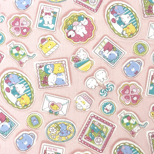 生地 【 ゆめかわ うさみみ 薄ピンク 】 CBプリント プリント生地 110cm巾 コットン 綿100％ Nuance kids アニマルメモリーズ