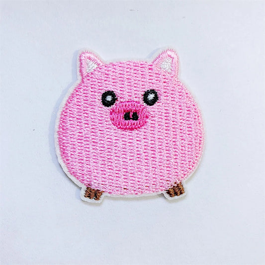 ワッペン【 アニマルワッペン #1 ブタ 】 アイロンワッペン アイロン刺繍 アップリケ アイロン接着