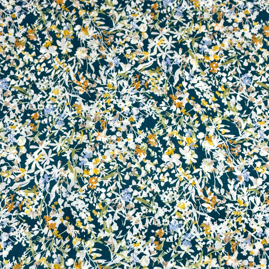 生地 【 60ローンプリント ボタニカル グリーン 】 ローン生地 108cm巾 綿生地 綿 コットン 綿100％ 植物柄 花柄