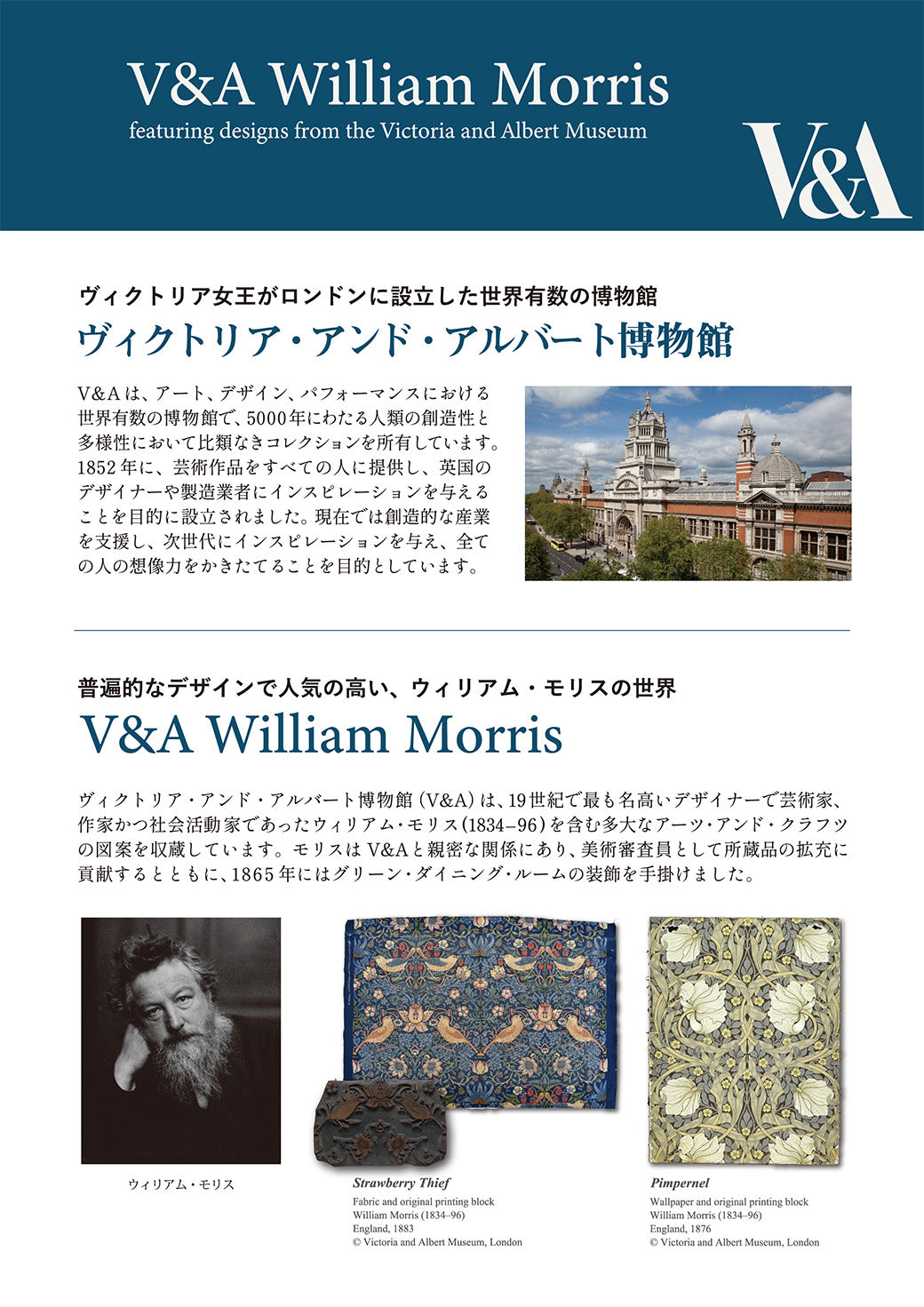 生地 【 V&A Fabric Collection Strawberry shief いちご泥棒 ネイビー 】 ゴブラン ウィリアムモリス ゴブラン織 100cm巾 モリス生地 ポリエステル