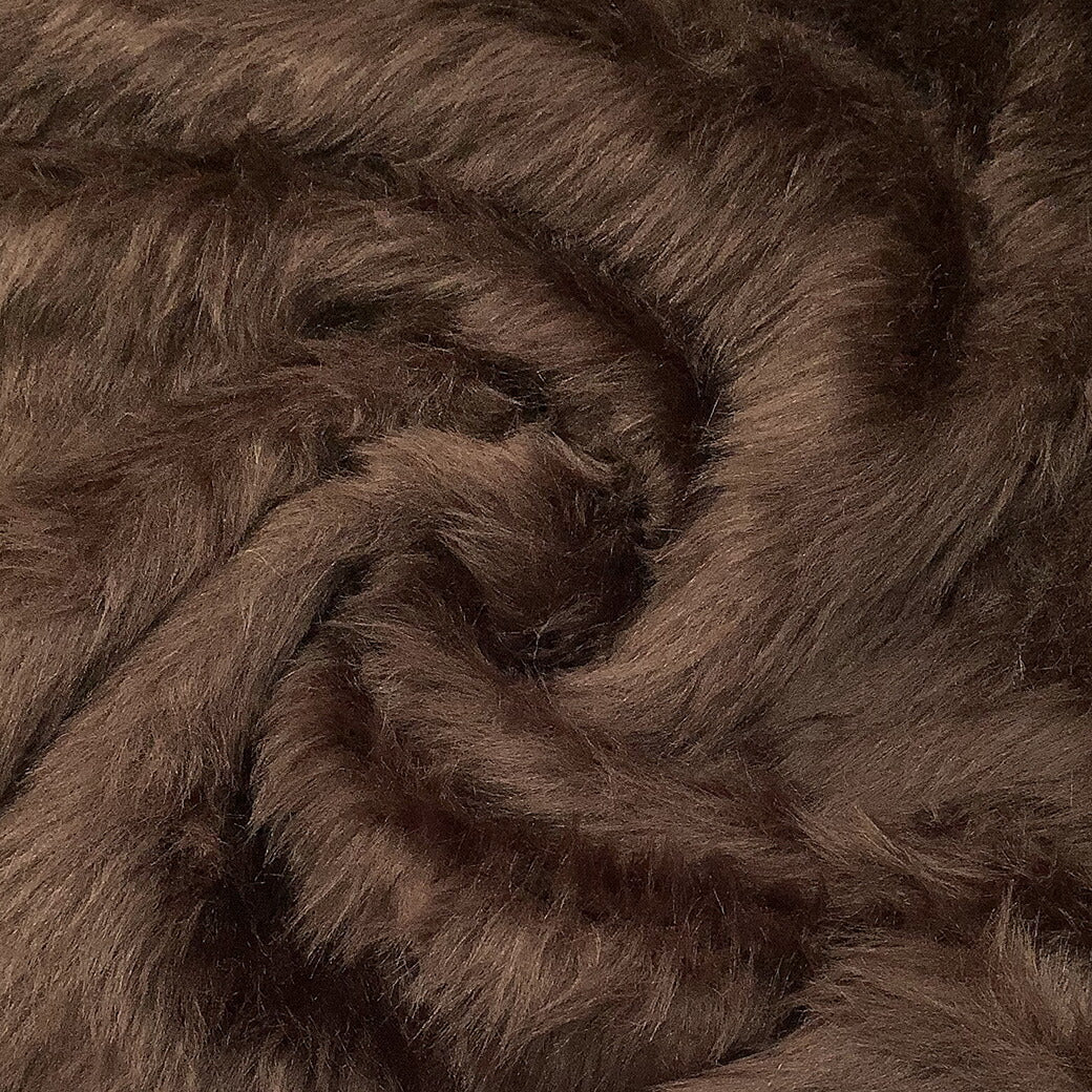 生地 【 フェイクファー ブラウン 】 ファー生地 長毛 巾150cm 表