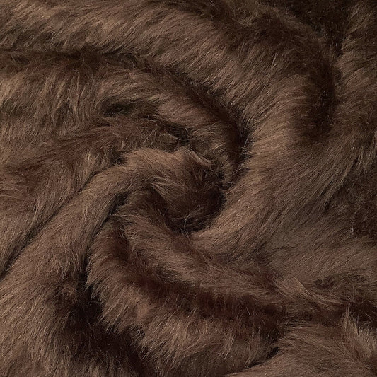 生地 【 フェイクファー ブラウン 】 ファー生地 長毛　巾150cm  表:アクリル100％・裏:ポリエステル100％