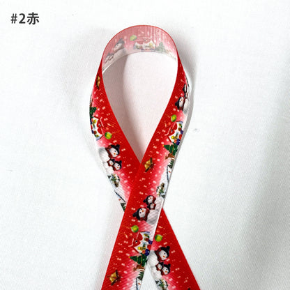 リボン 【 クリスマスリボン 25mm 8色 】 クリスマスリボン ホリデーリボン 手芸リボン サンタ 雪だるま ツリー
