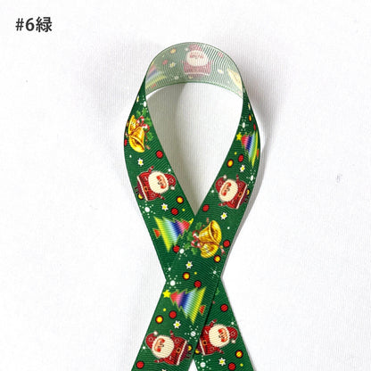 リボン 【 クリスマスリボン 25mm 8色 】 クリスマスリボン ホリデーリボン 手芸リボン サンタ 雪だるま ツリー