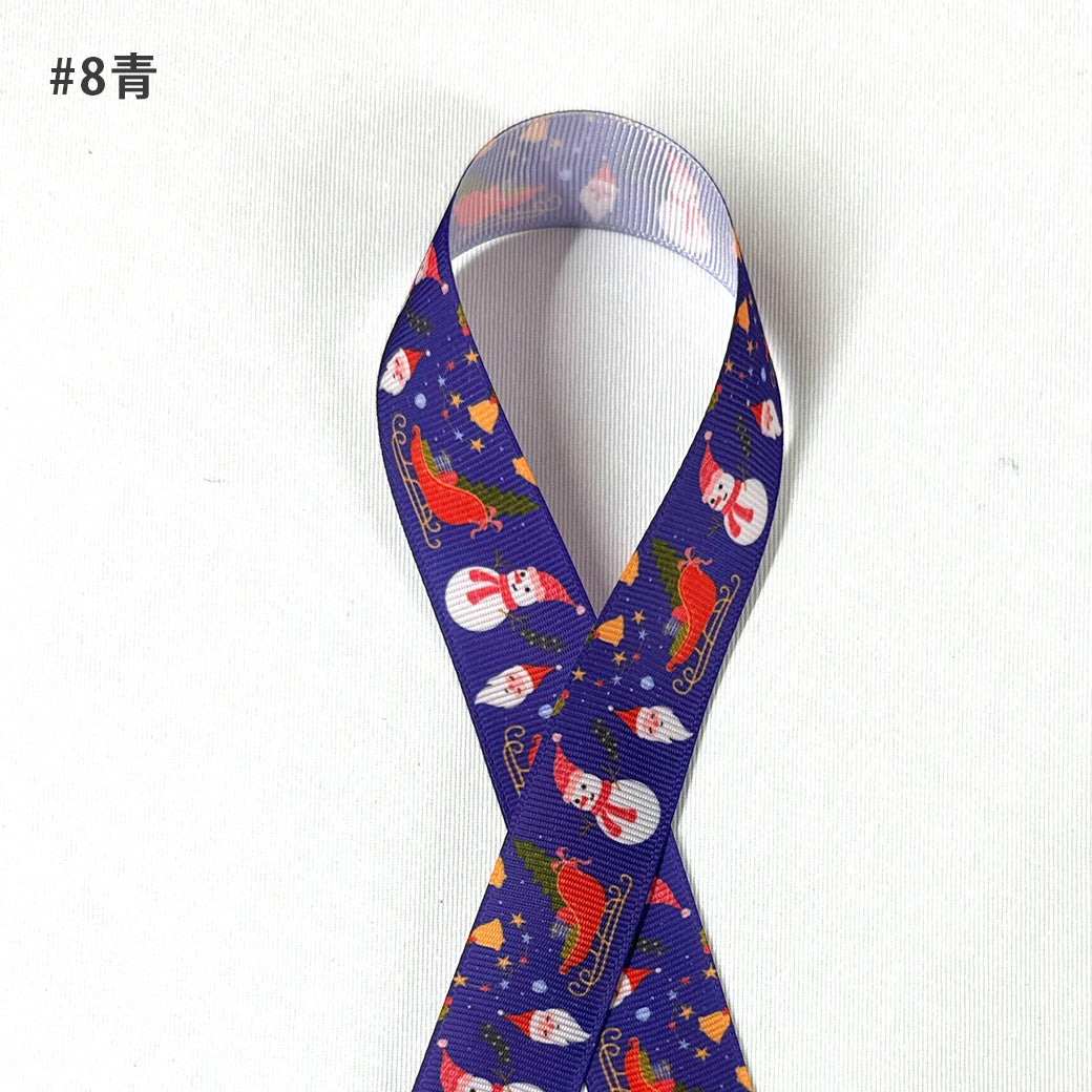 リボン 【 クリスマスリボン 25mm 8色 】 クリスマスリボン ホリデーリボン 手芸リボン サンタ 雪だるま ツリー