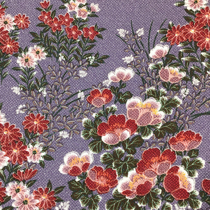 生地 【 ちりめん プリント 菊 藤色 】 88cm巾 花柄ちりめん 花柄生地 和柄生地 和風生地 プリント生地
