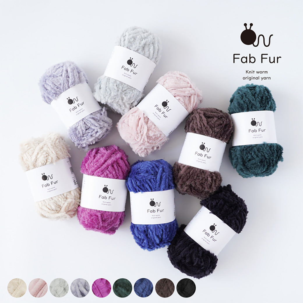 毛糸 【 Knitworm FabFur ファブファー 00006 ダークグリーン 並太 40g