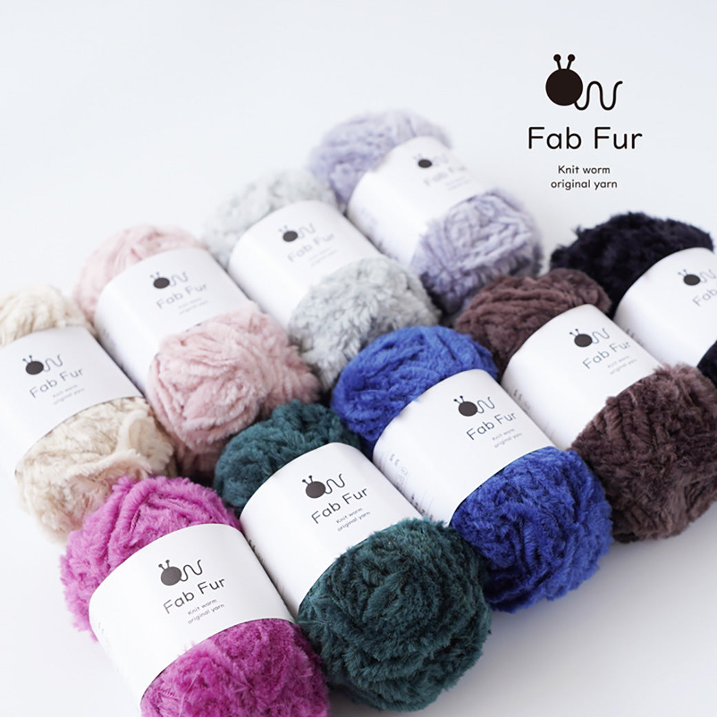 毛糸 【 Knitworm FabFur ファブファー 00007 ブルー 並太 40g
