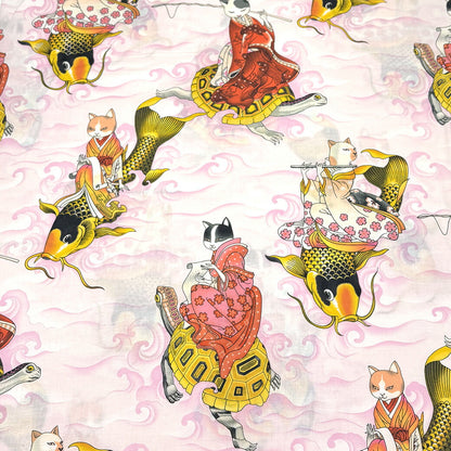 生地 【 Alexander henry Fabrics feline fisherman 2色 】 USAコットン アメリカンファブリック 112cm巾 綿100％ コットン