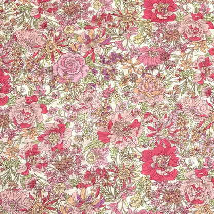 生地 【 60/1ローン flower fabric 4色 】 花柄 花柄生地 ローン生地 60ローン 生地 綿生地 綿 コットン 綿100％ クラシックフラワー アンティーク調 植物柄 小花 フラワープリント ハンカチ カバーリング 裏地 巾着袋 エコバック コットンプリント Textile World TOA