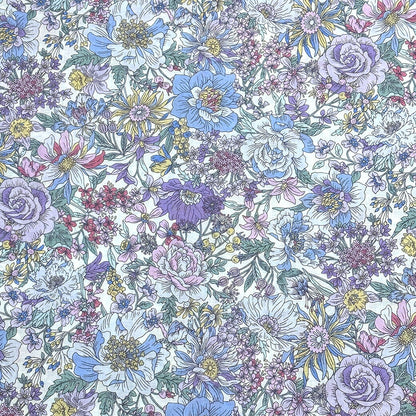 生地 【 60/1ローン flower fabric 4色 】 花柄 花柄生地 ローン生地 60ローン 生地 綿生地 綿 コットン 綿100％ クラシックフラワー アンティーク調 植物柄 小花 フラワープリント ハンカチ カバーリング 裏地 巾着袋 エコバック コットンプリント Textile World TOA