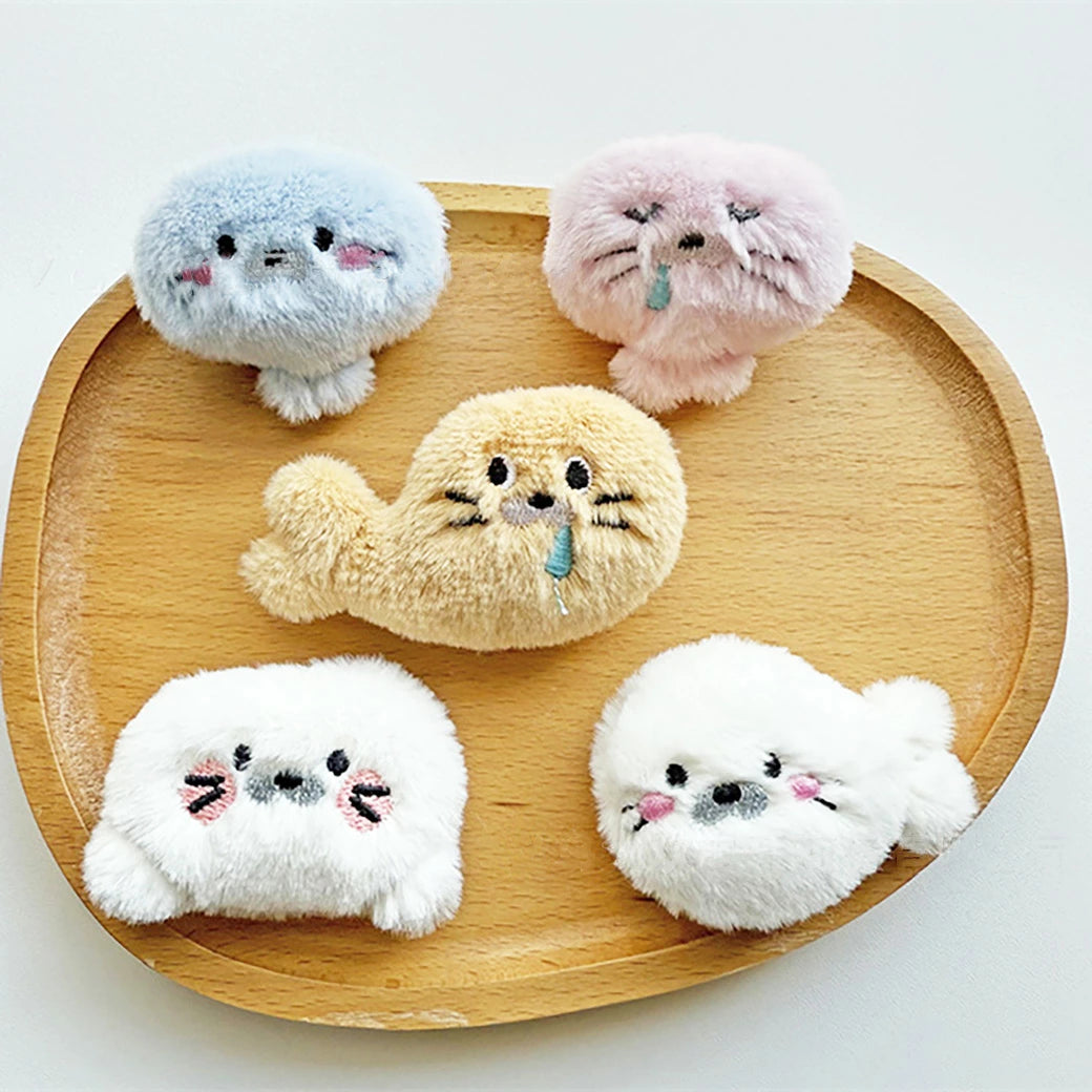【 ふわふわアザラシぬいパーツ 】 デコ パーツ あざらし ぬいぐるみ 動物 アニマル かわいい ぬい活 センターパーツ ふわふわ