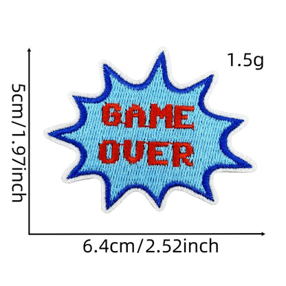 ワッペン【 GAMEワッペン #8 GAMEOVER 】 アイロンワッペン アイロン刺繍 アップリケ