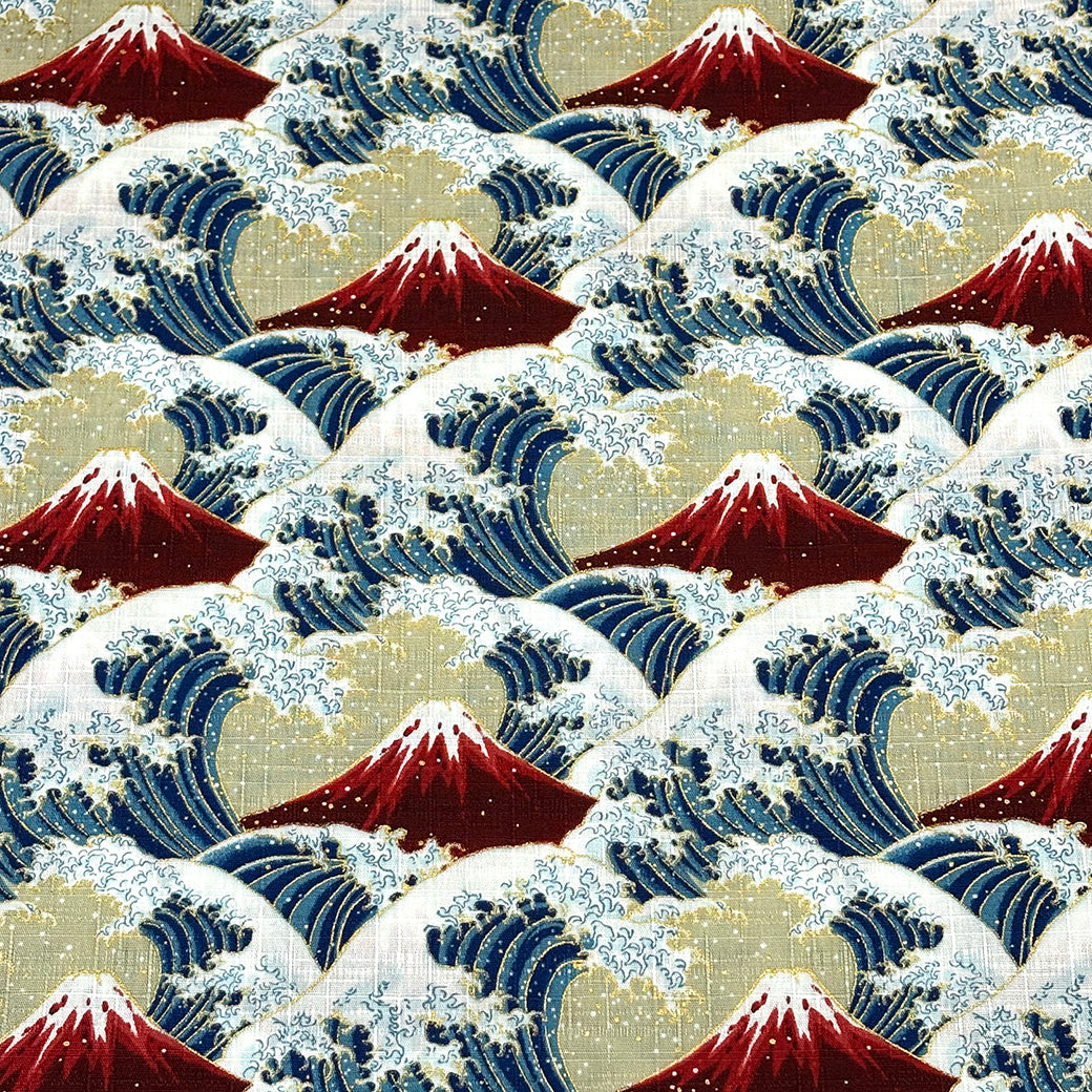 富士山柄のドビー織生地