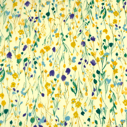 生地 【 60ローンプリント 花畑 薄黄 】 ローン生地 108cm巾 綿生地 綿 コットン 綿100％ 植物柄 花柄