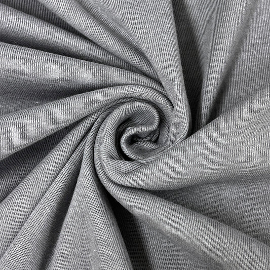 生地 【 ヘビーリブニットグレー】 ニット生地  リブニット生地 無地 170cm巾 広幅