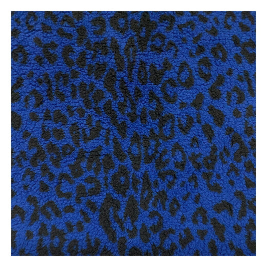 はぎれ 【 シープボア レオパード 巾75cm×50cm ブルー 】 生地  カットクロス ボアはぎれ ヒョウ柄 豹柄 ハギレ フェイクボア ボア生地 シープファー ふわふわ もこもこ ぬいぐるみ テディベア バッグ ベスト スヌード ポーチ 帽子 可愛い leopard Textile world TOA