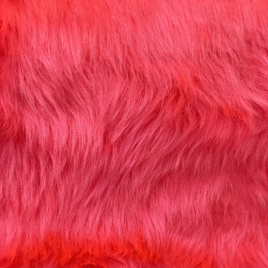生地 【 フェイクファー 蛍光ピンク 】 ファー生地 長毛　巾150cm  表:アクリル100％・裏:ポリエステル100％