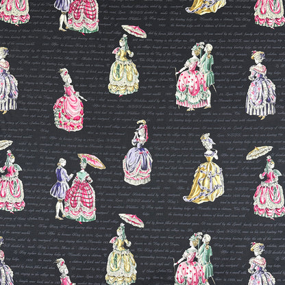 生地 【 QUILT GATE 貴婦人 黒 】 キルトゲイト シーチング生地 108cm巾 貴婦人 マリーアントワネットドレス 宮廷 西洋風