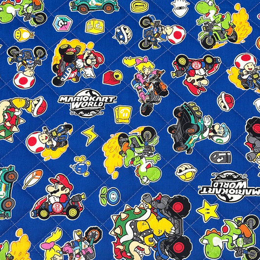 生地 【 マリオカート キルト ブルー】 キルト生地 キルティング 105cm巾 コットン 綿100％ キャラ生地 キャラクター