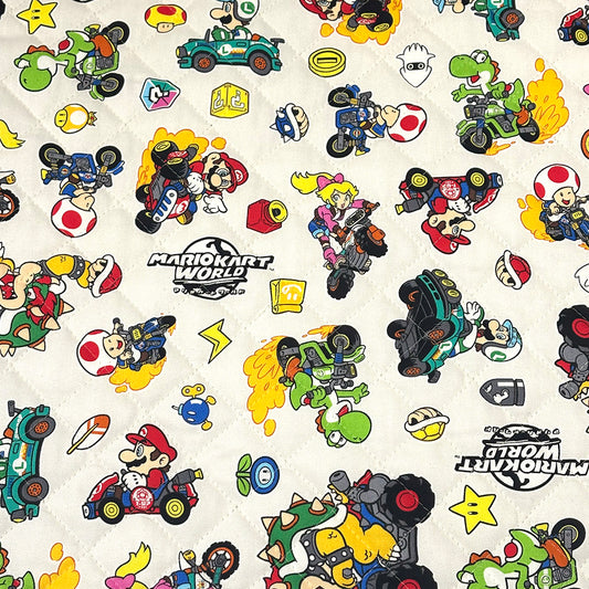 生地 【 マリオカート キルト 白】 キルト生地 キルティング 105cm巾 コットン 綿100％ キャラ生地 キャラクター