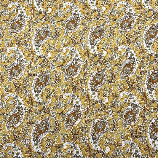 生地 【 60/1ローン ペイズリー イエロー】 ローン生地 巾110cm 綿100％