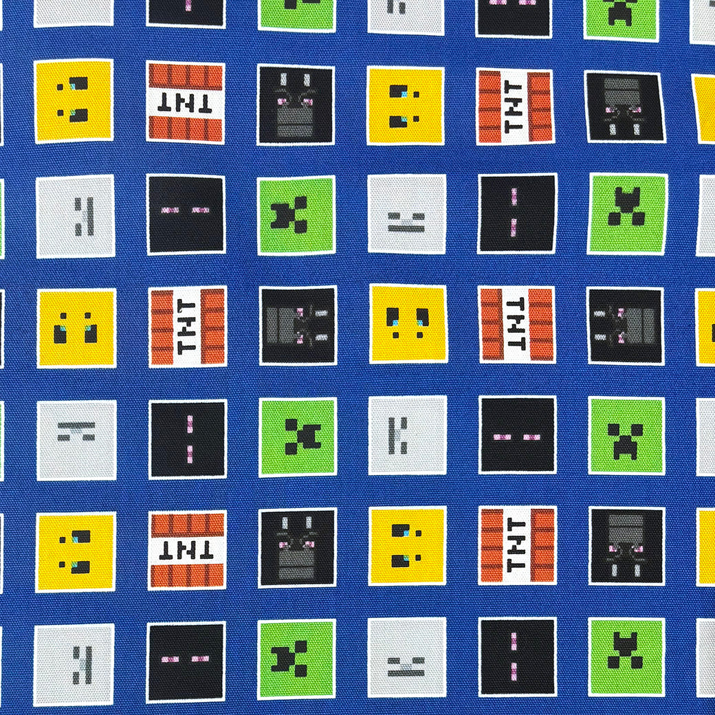 生地 【 マインクラフト オックスフォード ブルー 】 108cm巾 綿100％ キャラクター生地 ブロック柄生地 マイクラ柄