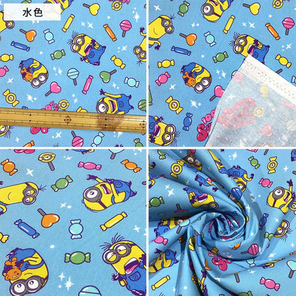 生地 【 ミニオン オックスフォード 水色】 110cm巾 綿100％ ミニオン柄 キャラクター生地 オックスフォード生地