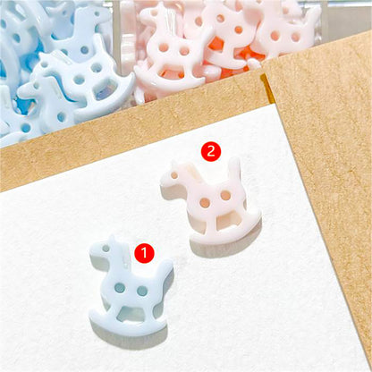 ボタン 【 木馬ボタン 15mm 5個入 】 木馬ボタン くすみ色 くすみカラー もくば 馬