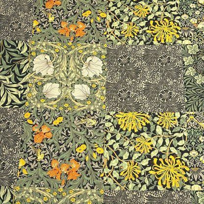 生地 【 V&A Fabric Collection モリス・モザイク 2色 】 シーチング 112cm巾 コットン 綿100％ 薄手 薄地 パッチワーク柄 ウィリアムモリス William Morris ヴィクトリア&アルバート博物館 おしゃれ 北欧風 手芸 ワンピース クッションカバー カーテン Textile World TOA