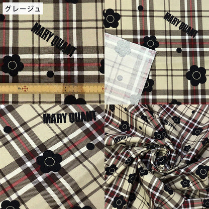 生地 【 MARY QUANT タータン花 5色 】 マリクワ マリークワント オックス生地 110cm巾 綿プリント コットン100％
