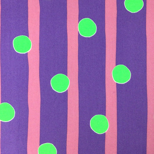 生地 【 ネオンポップ ピンク紫キミドリ】 オックス生地 オックスフォード ドット ストライプ 110cm巾 綿100％