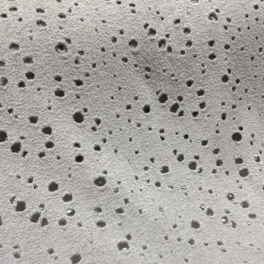 【 ランダム穴あき 水ビ ライトグレー】 130cm巾 ウール混生地 ウールナイロン生地 デザイン生地